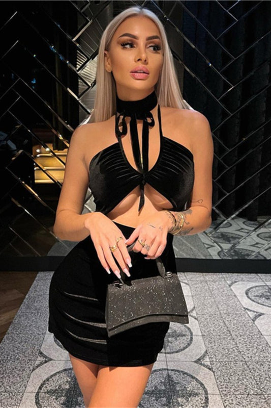 VELVET ÉCLAT™ Keyhole Mini Dress