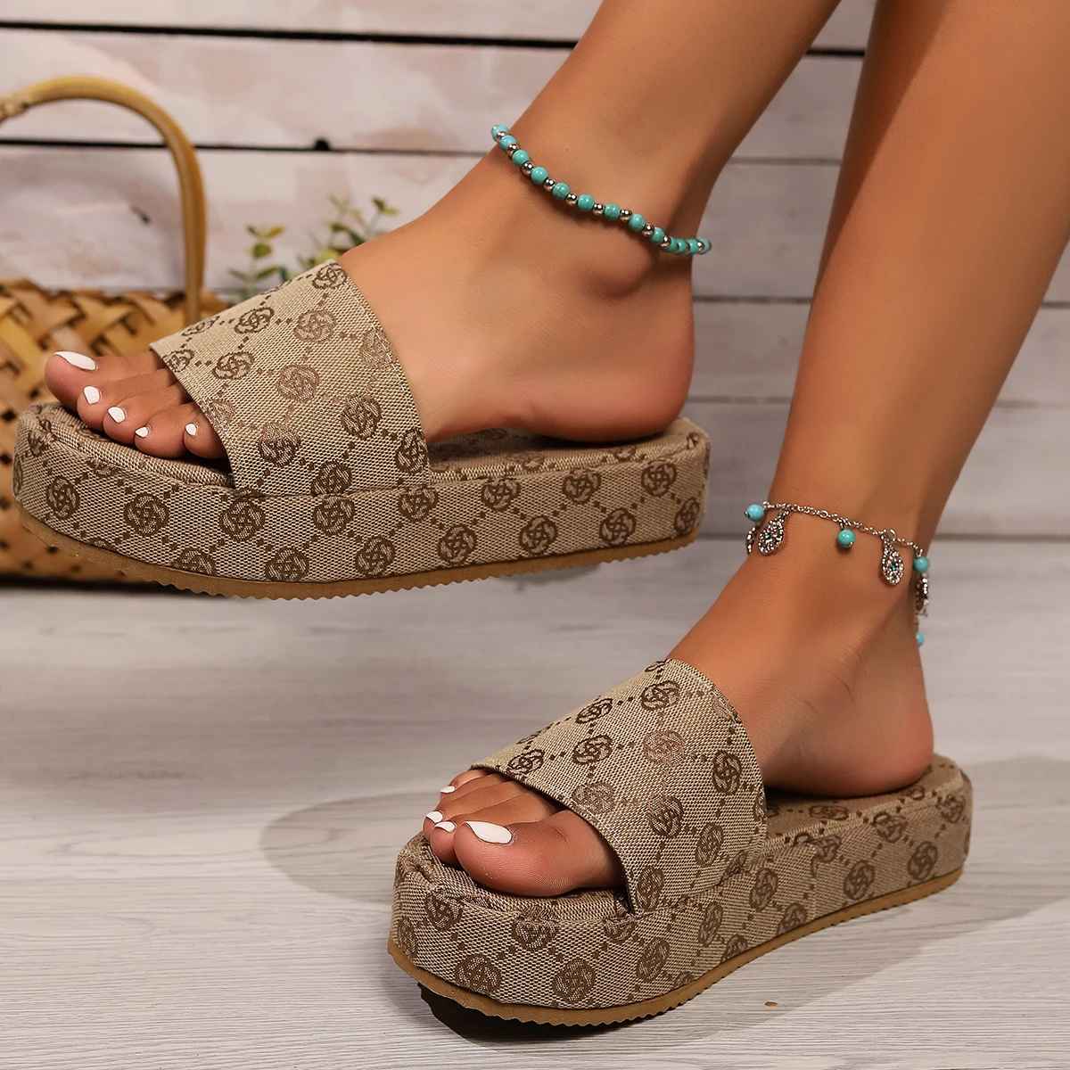 SIENNA™ | MONOGRAM PLATGORM SLIDE SANDALS