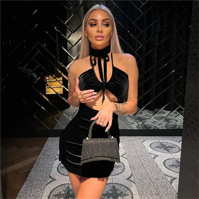 VELVET ÉCLAT™ Keyhole Mini Dress