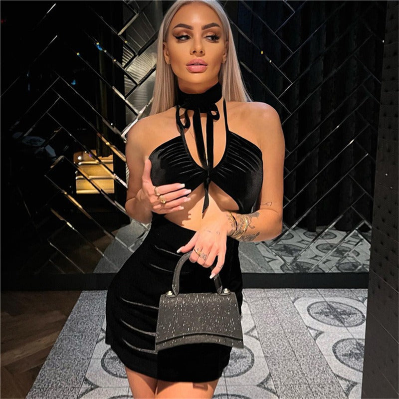 VELVET ÉCLAT™ Keyhole Mini Dress