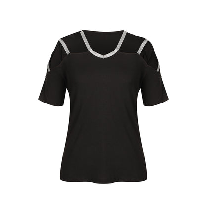 LUX GLIMMER™ │ COLD SHOULDER RIBBED KNIT TOP