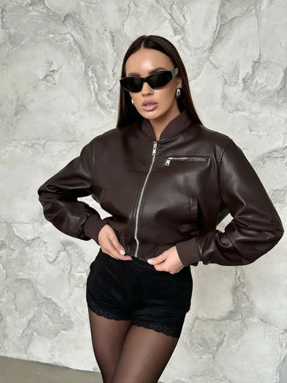 VALEN™ │Faux Leather Bomber Jacket