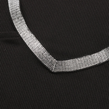 LUX GLIMMER™ │ COLD SHOULDER RIBBED KNIT TOP