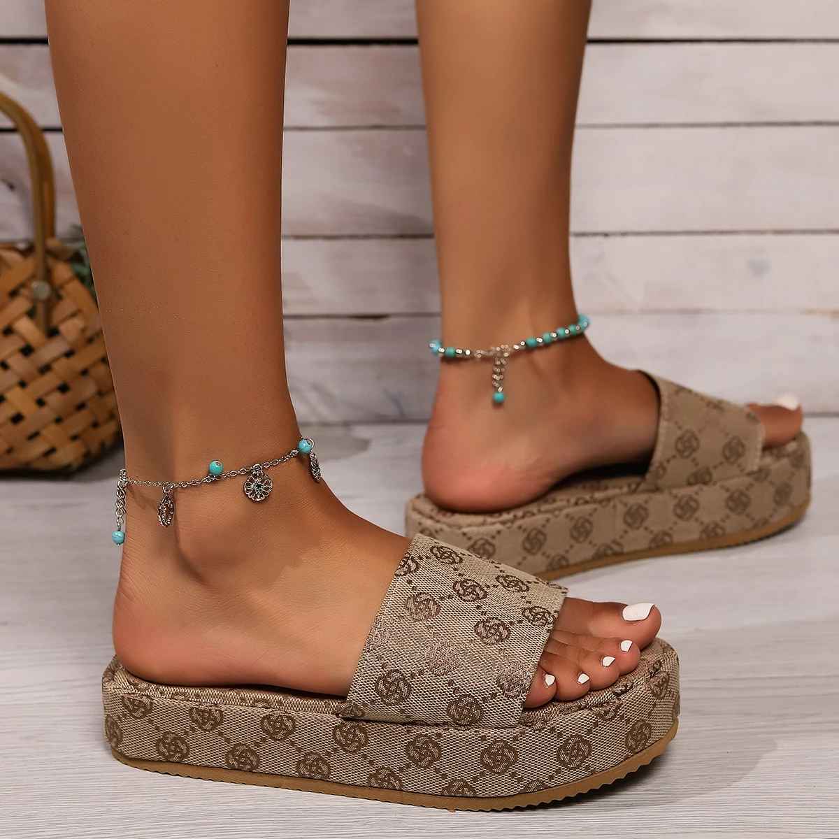 SIENNA™ | MONOGRAM PLATGORM SLIDE SANDALS