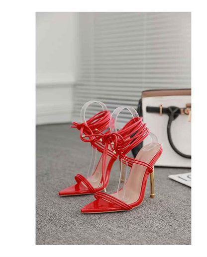 LUMINA™ │ RED STRAPPY GOLD-HEEL STILETTOS