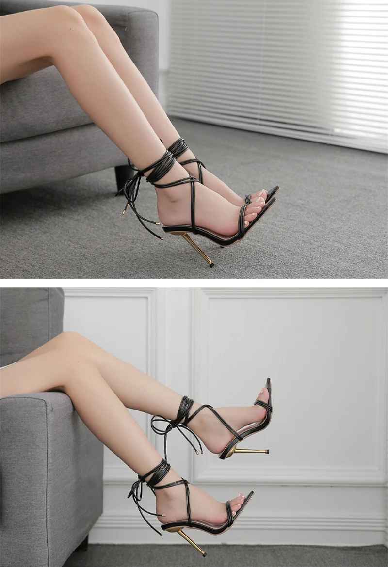 LUMINA™ │ RED STRAPPY GOLD-HEEL STILETTOS