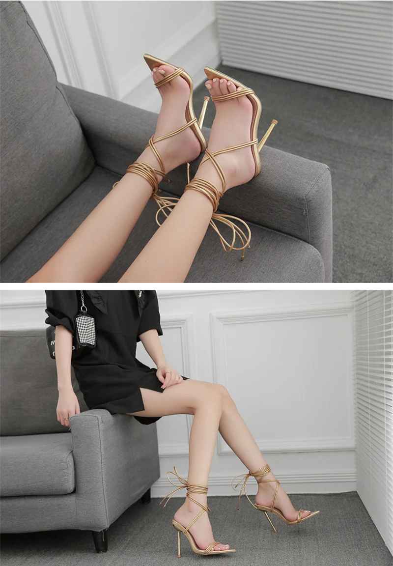 LUMINA™ │ RED STRAPPY GOLD-HEEL STILETTOS