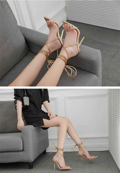 LUMINA™ │ RED STRAPPY GOLD-HEEL STILETTOS