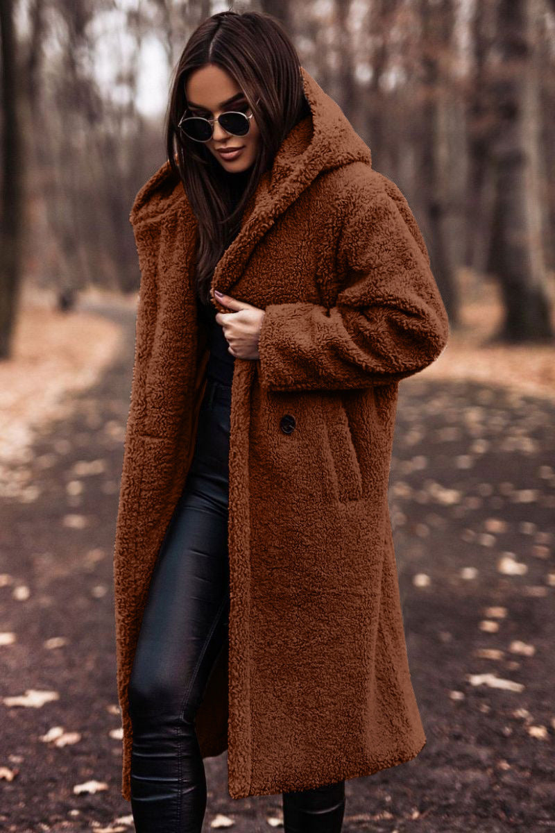VELORIA™ Burgundy Teddy Long Coat