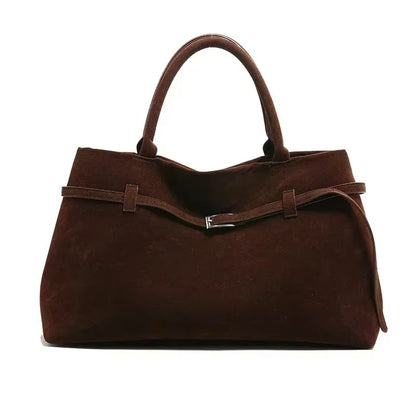 EMMA™ | DECORATIVE BUCKLE DESIGN SOLID SUEDE BAG