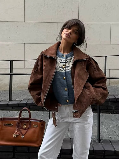 JESSICA™ │VINTAGE STREET WOMEN'S BROWN SUEDED JACKET