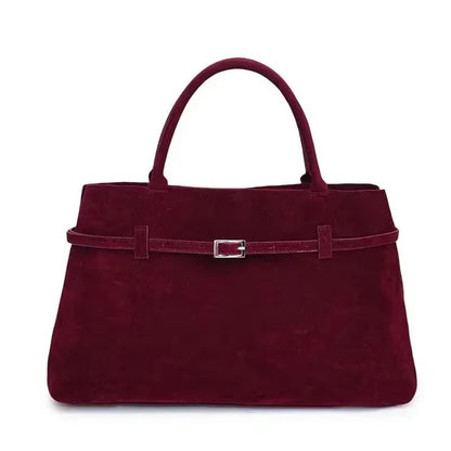 EMMA™ | DECORATIVE BUCKLE DESIGN SOLID SUEDE BAG