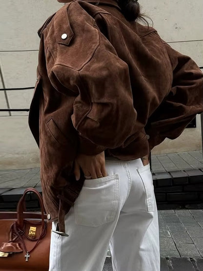JESSICA™ │VINTAGE STREET WOMEN'S BROWN SUEDED JACKET
