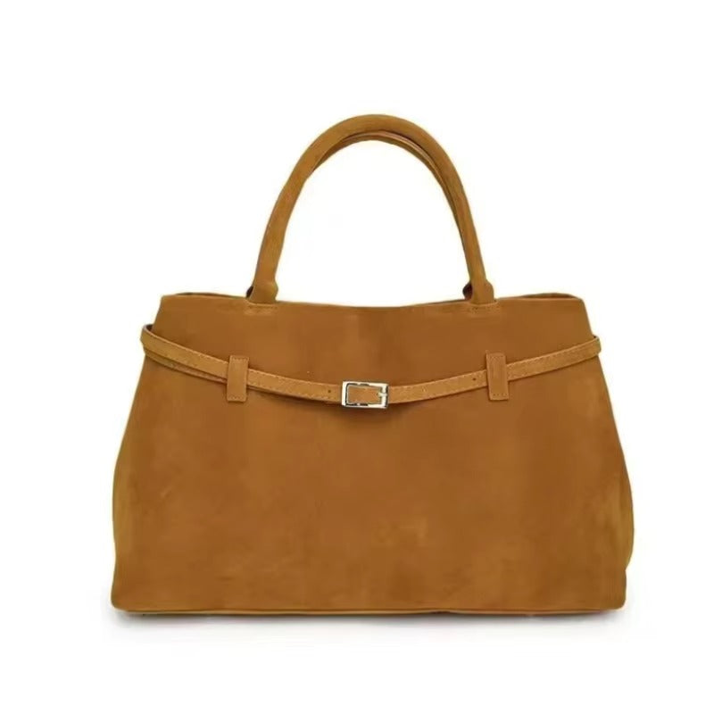 EMMA™ | DECORATIVE BUCKLE DESIGN SOLID SUEDE BAG