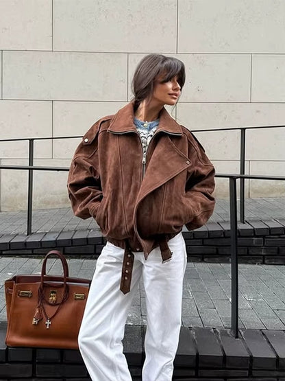 JESSICA™ │VINTAGE STREET WOMEN'S BROWN SUEDED JACKET
